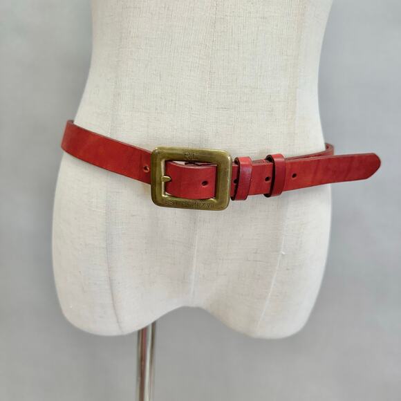 Ralph Lauren Red Leather Belt w/ Brass Buckle Size 34 RL MCMLXVII Made in Italy - Picture 8 of 16
